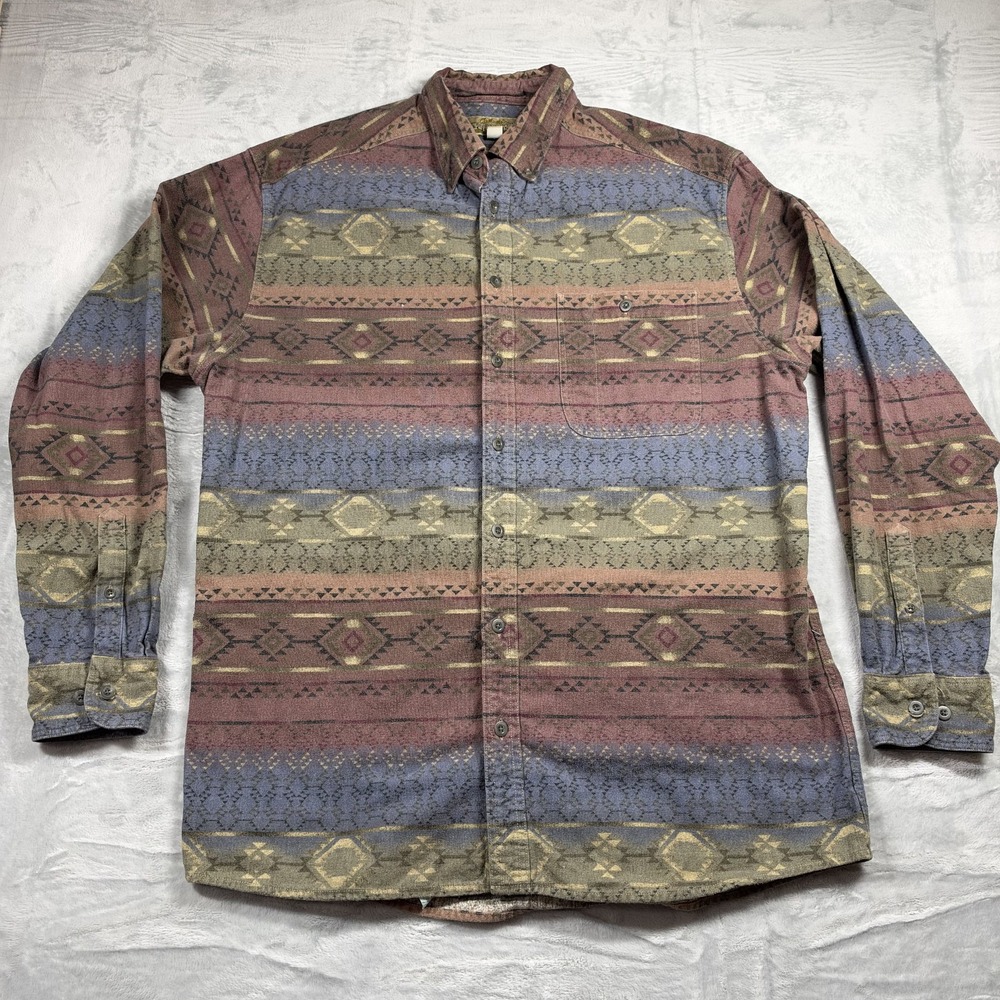 Cabela's Deerskin Soft Chamois Shirt Mens XXL Tall Aztec Southwest Flannel